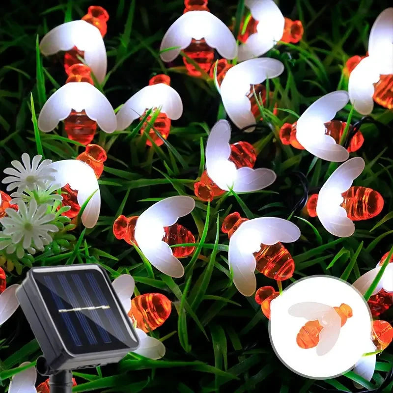 Solar Bee String Lights Outdoor Waterproof LED Garden Decor