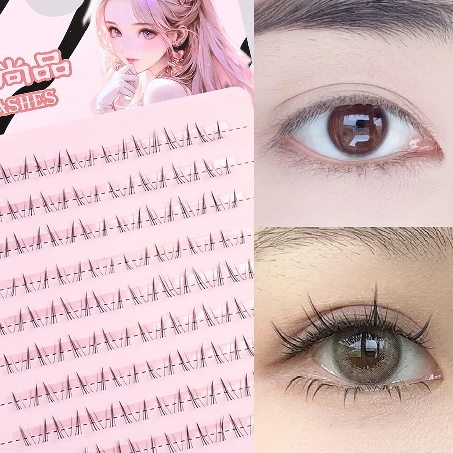 Lower Eyelash V-Shaped Clusters Fake Lashes 10 Rows Air Sensation Eyelashes Natural Transparent Stem Makeup Extension Tools Peaceful Pleasures Health and Wellness 6