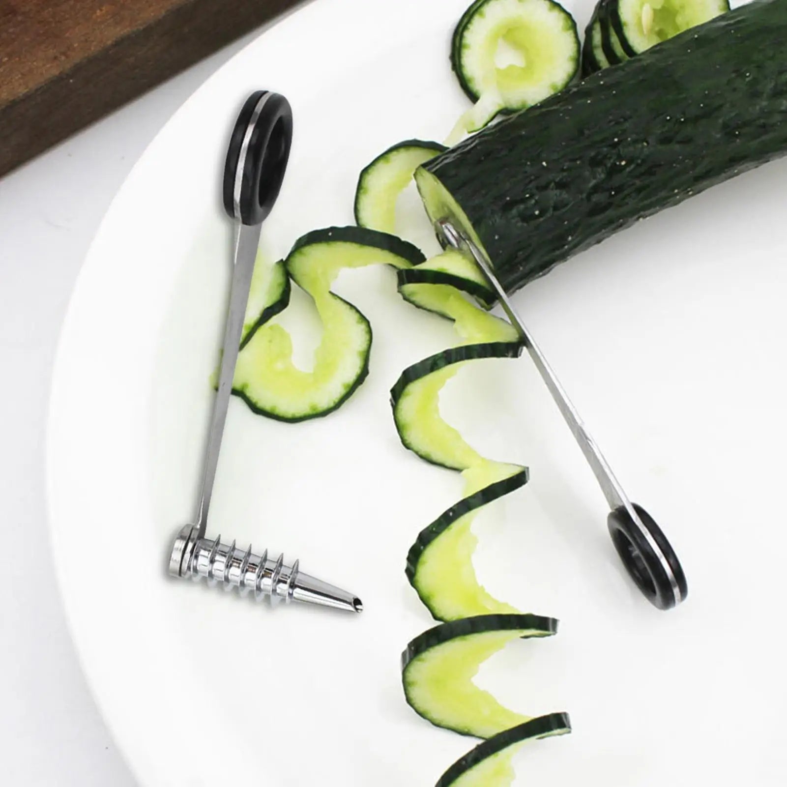 Stainless Steel Vegetable Spiralizer, Dishwasher Safe Zucchini Cutter, Handheld Kitchen Gadget for Cucumber Potato Carrot Peaceful Pleasures Health and Wellness