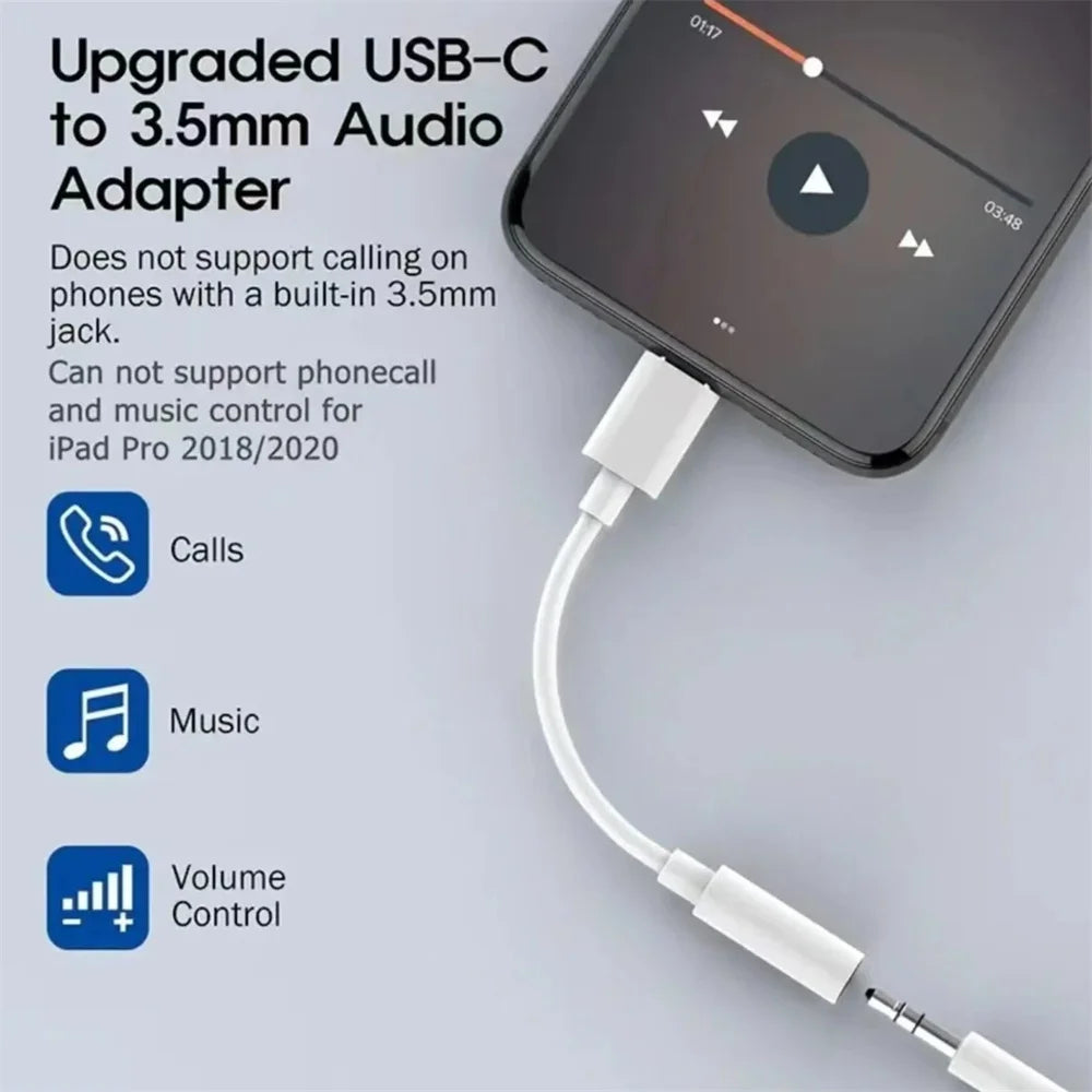 USB Type C To 3.5mm DAC Earphone Jack Audio Adapter For iPhone15 Samsung Huawei Xiaomi Android USB-C Headphone Connector Peaceful Pleasures Health and Wellness