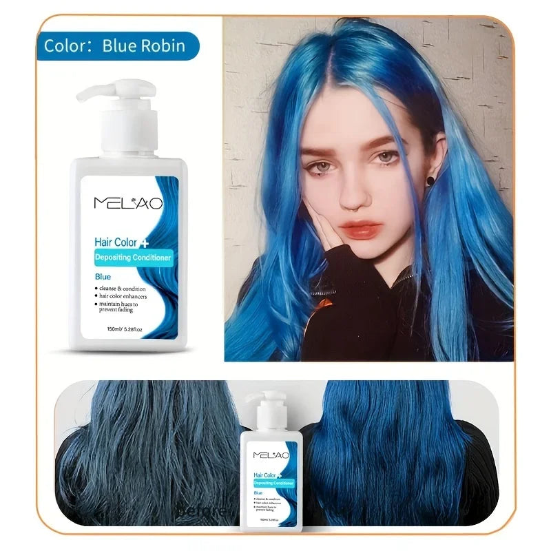 MELAO Hair Dye - Semi Permanent Hair Color Depositing Conditioner, Cruelty-free Peaceful Pleasures Health and Wellness blue robin