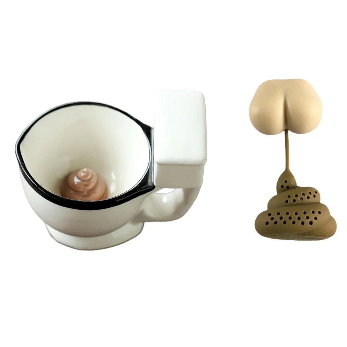 300ml Toilet Shaped Cup Coffee Ceramic Cup with Handle Water Cup Coffee Tea Milk Ice Cream Cup Funny Gift Peaceful Pleasures Health and Wellness set B 201-300ml