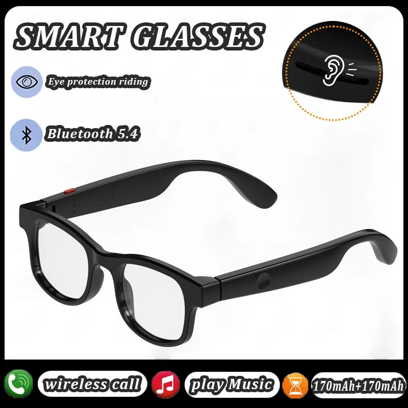 AI Smart Bluetooth Glasses Remote Control Touch Photo Camera Recording Translator Voice Assistant Adults Wireless Glasses 2026 Peaceful Pleasures Health and Wellness Bk-Wh