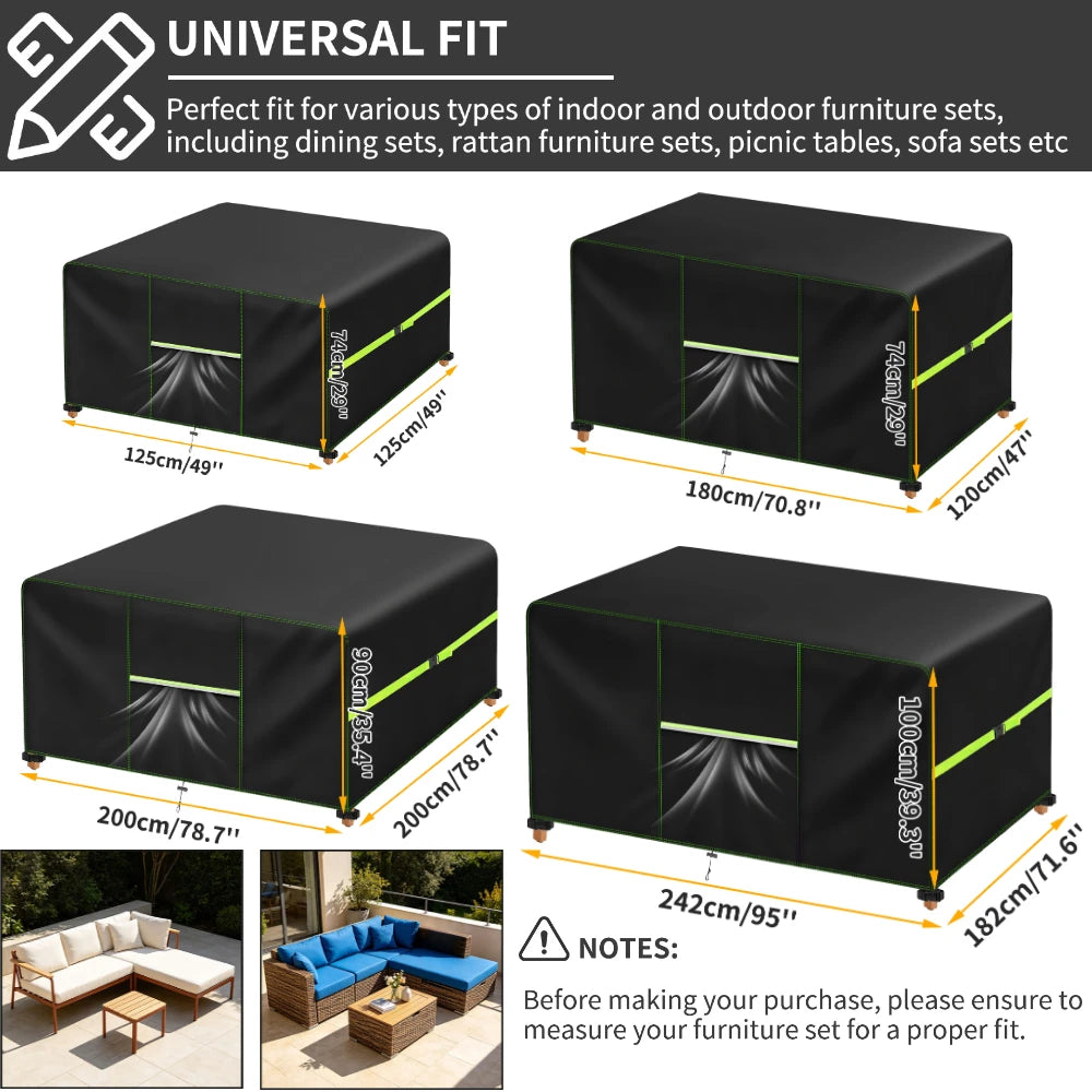 Garden Furniture Covers With Air Vent Waterproof Patio Rattan Sofa Table Chair Set Cover Outdoor Ddustproof Furniture Protector Peaceful Pleasures Health and Wellness