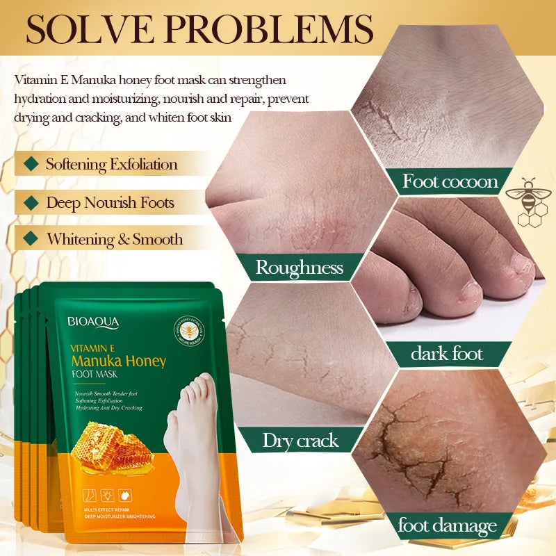 BIOAQUA Honey Exfoliating Foot Mask 10 Pairs – Dead Skin Remover