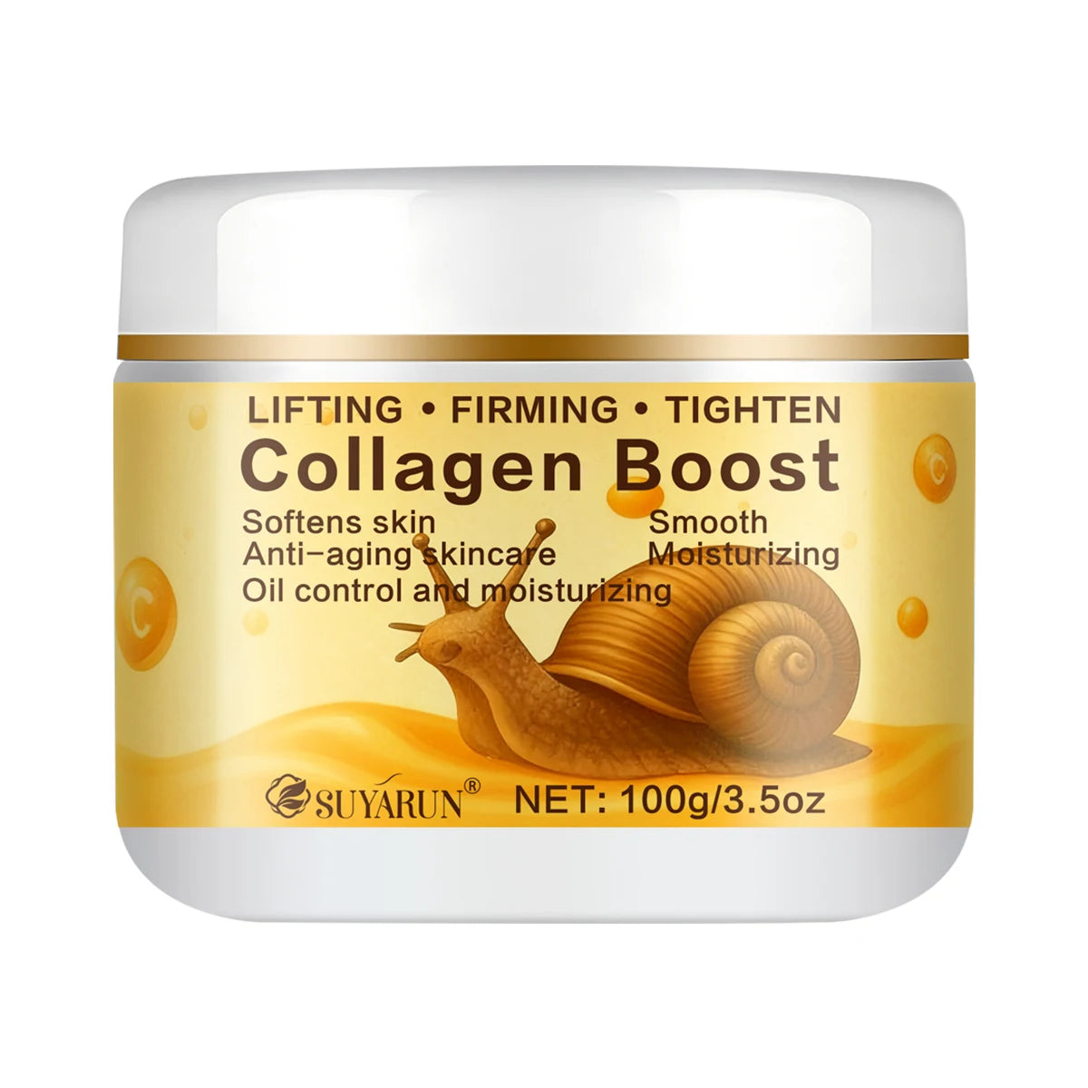 SUYARUN Collagen Boost Cream Snail Secretion & Retinol Anti-Aging Brightening Moisturizing Revitalizing Skin Care. Peaceful Pleasures Health and Wellness 100g