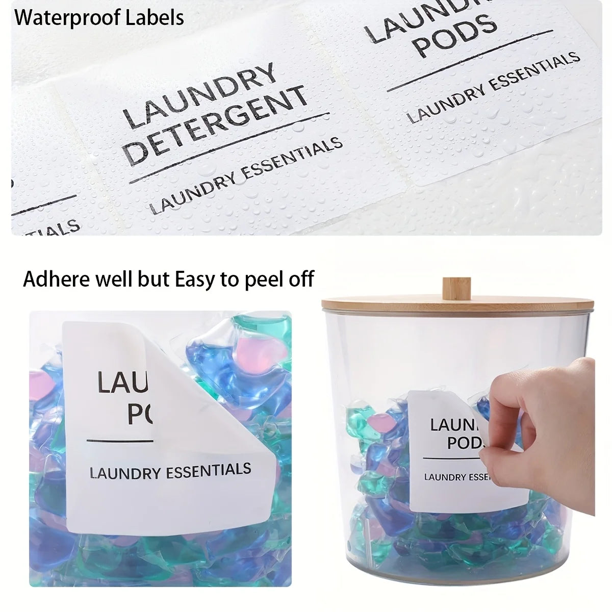 2pc Laundry Detergent Storage Jars with Labels – Plastic Washing Powder & Laundry Pod Container Set