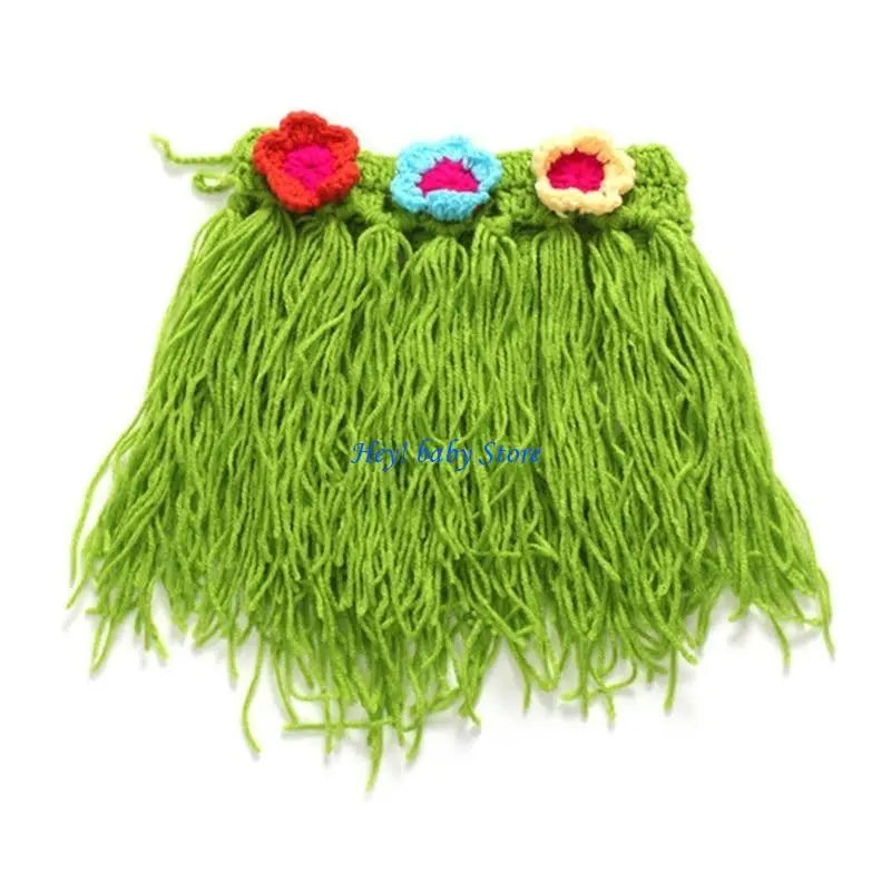 Newborn Photo Props Knit Skirt, Flower Headband & Corsage Set