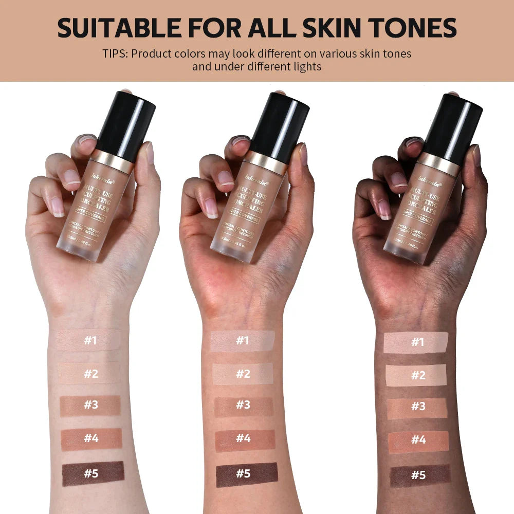 Lakerain 5-Color Waterproof Full-Coverage Liquid Concealer
