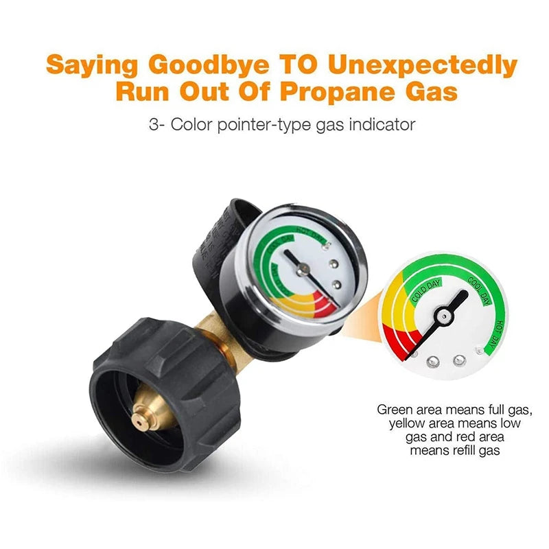 A36T-Propane Tank Gauge With POL Connection 5-100 LB Pressure Valve Propane Tank Pressure Test Instrument Tools Peaceful Pleasures Health and Wellness Black Gold 1Pack