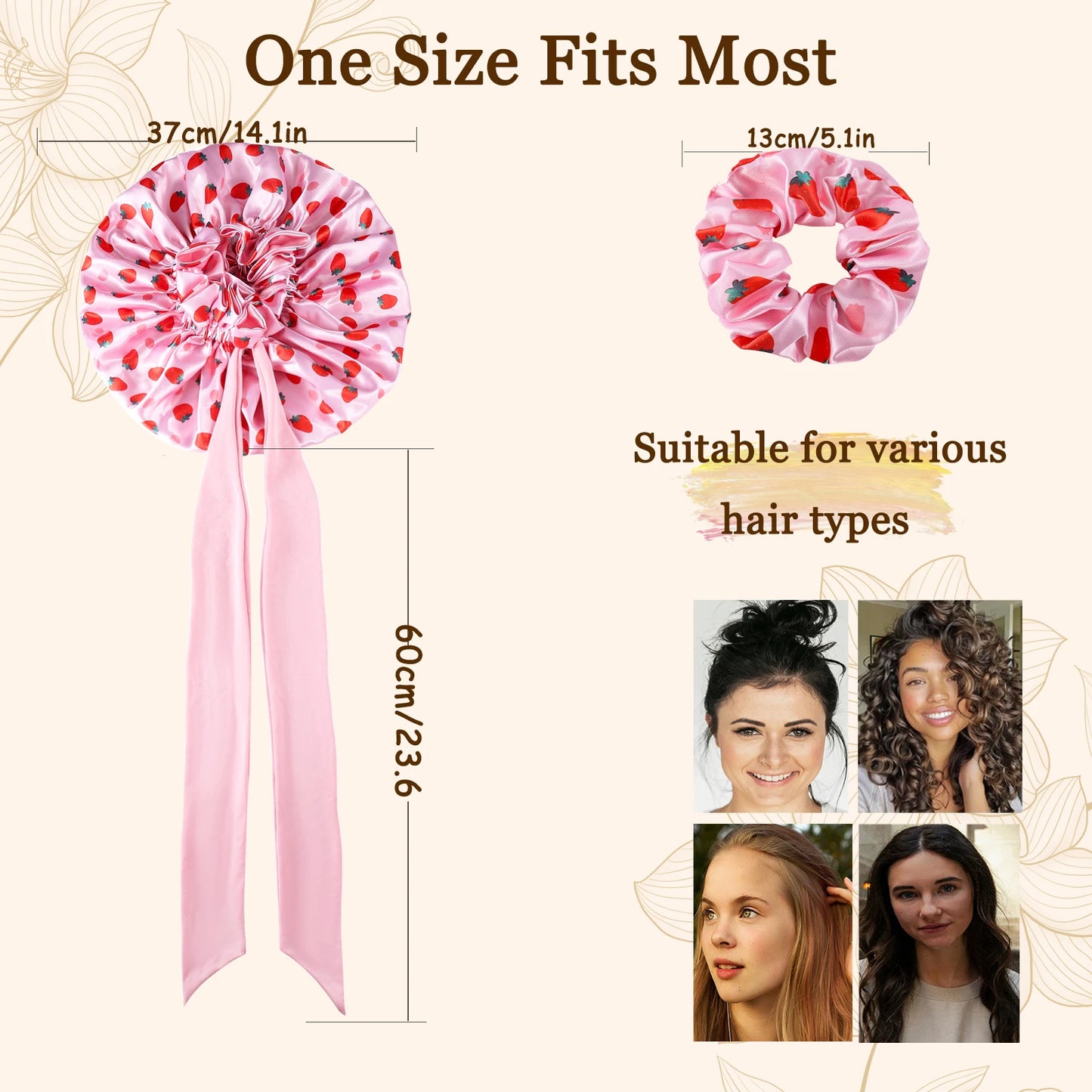 Satin Silk Sleep Bonnet for Curly Hair | Adjustable Head Wrap