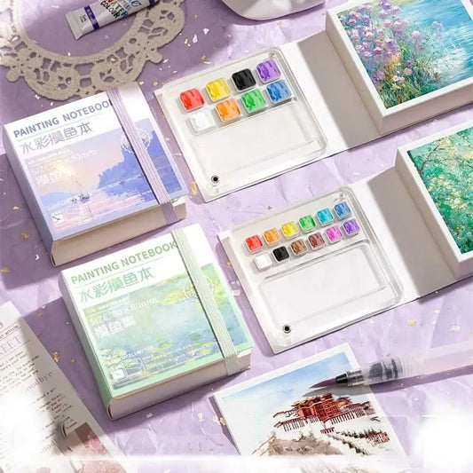 Acrylic Watercolor Paint Palette Set Mini Waterproof Travel Painting Tray Kit Portable with Tearable Book Empty Paint Box Artist Peaceful Pleasures Health and Wellness