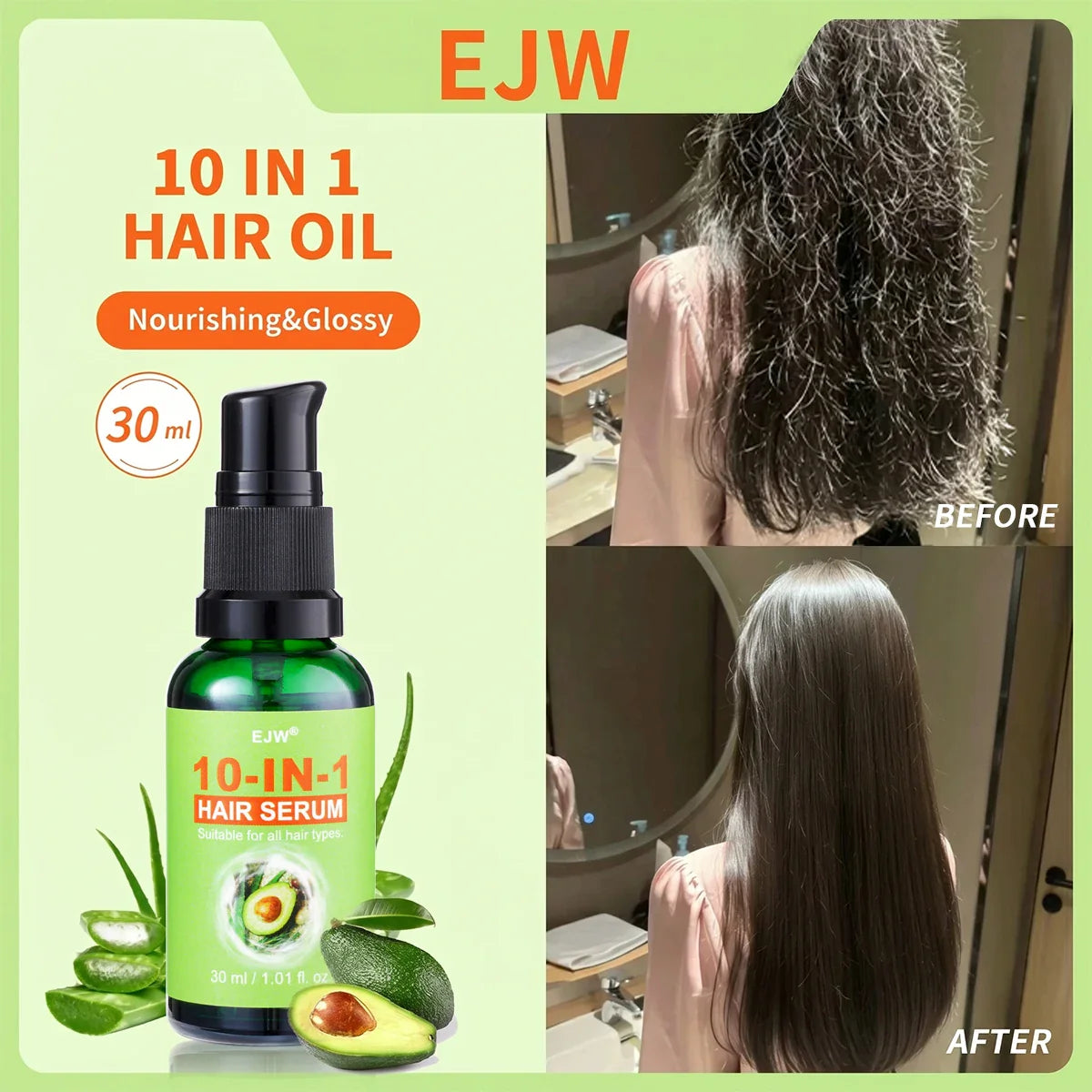 10-in-1 Hair Oil Leave-In Conditioner – Frizz & Dry Hair