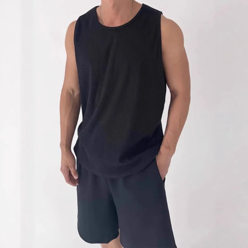 Men's Waffle Knit Tank Top | Loose Sleeveless Summer Vest