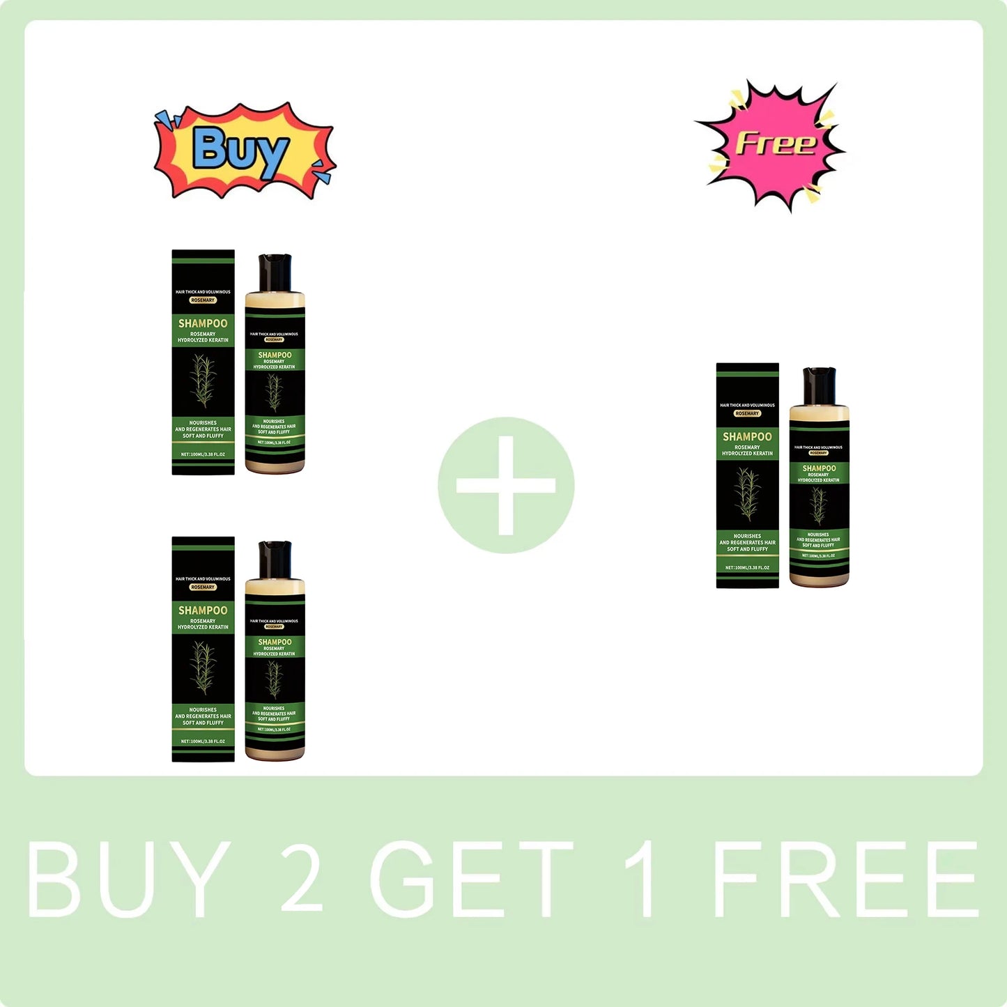 Rosemary Shampoo Hydrolyzed Keratin Shampoo Hair Thick Voluminous Oil Control Reduce Hair Breakage Damaged Repair Hair Care Peaceful Pleasures Health and Wellness Buy 2 Get 1 Free
