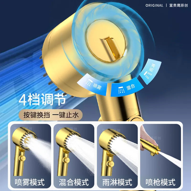 3-Mode High-Pressure Filtered Handheld Shower Head & Massage Brush