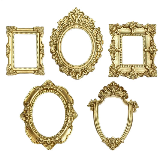 5-Pack Vintage Mini Picture Frames – Baroque Golden Resin Decor Mini Picture Frames Oasis Select