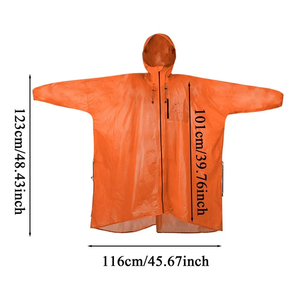 Adult Rain Poncho Hooded Full-Body Waterproof Raincoat Rain Poncho Peaceful Pleasures Health and Wellness Orange L China Mainland