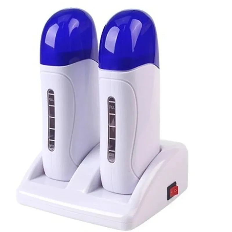 EU Plug Electric Double Wax Heater Epilator Cartridge Wax Roller Base Roll on Waxing Refillable Hair Removal Machine Depilatory Peaceful Pleasures Health and Wellness