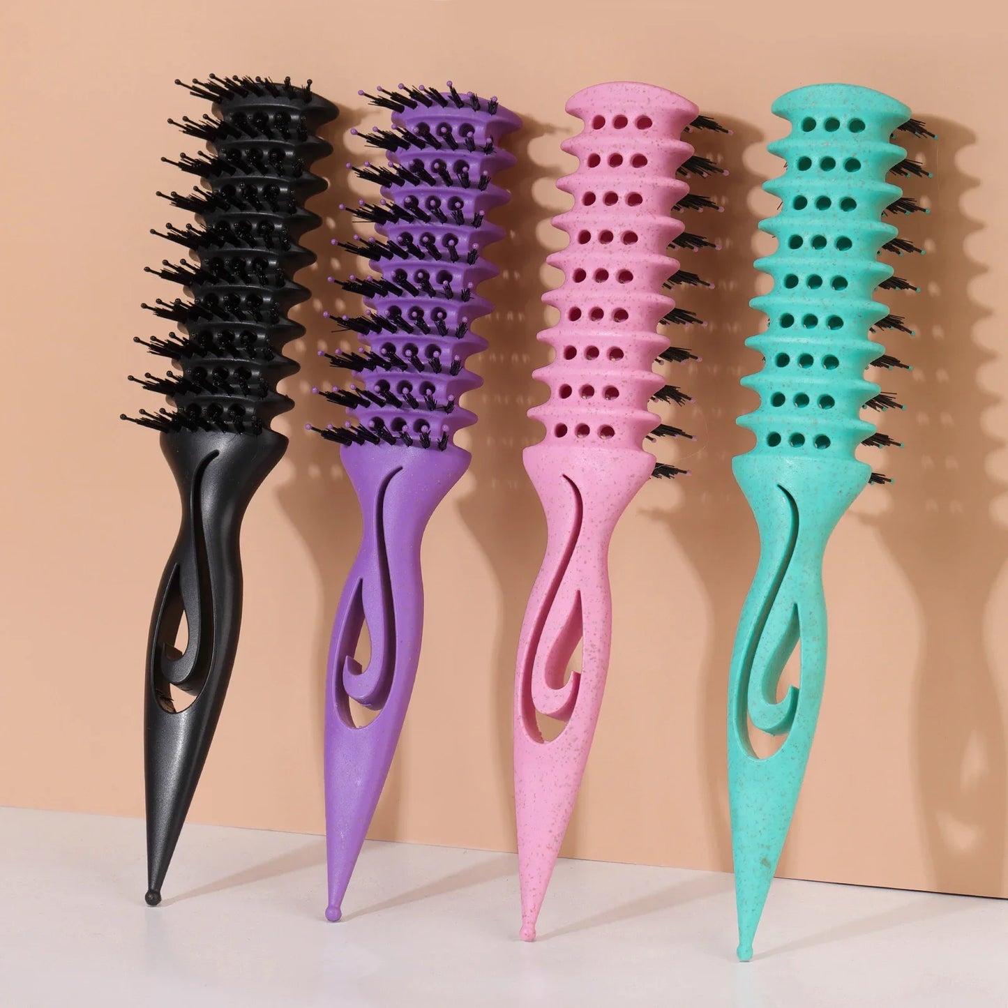 Curl Defining Styling Brush | Hollow Nylon Detangling Hair Comb Curl Styling Brush Peaceful Pleasures Health and Wellness
