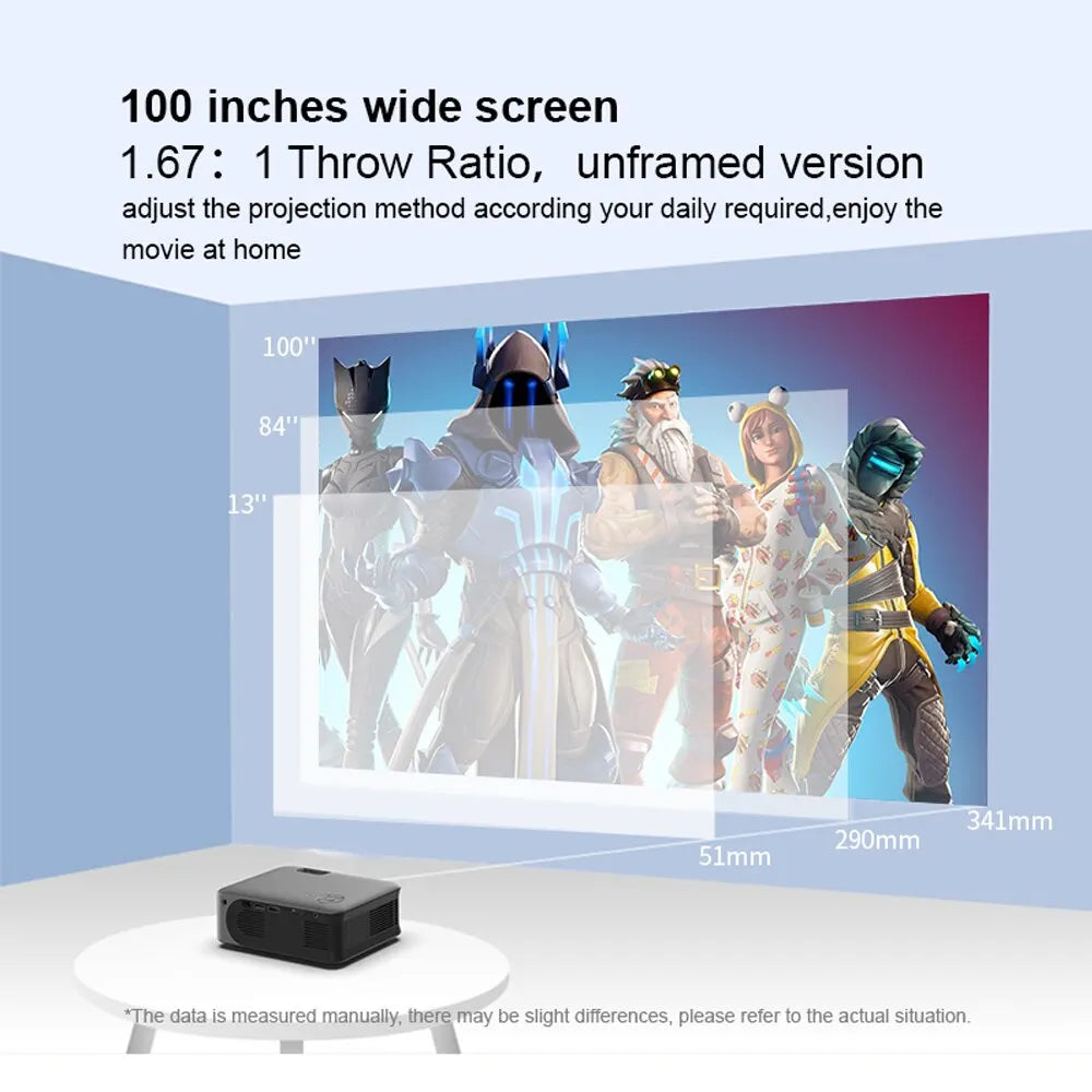 Portable Projector A30 Support 4K HDMI 1080P Mini Projectors Smart TV WIFI Home Theater Cinema Sync Android Phone Beamer LED Peaceful Pleasures Health and Wellness