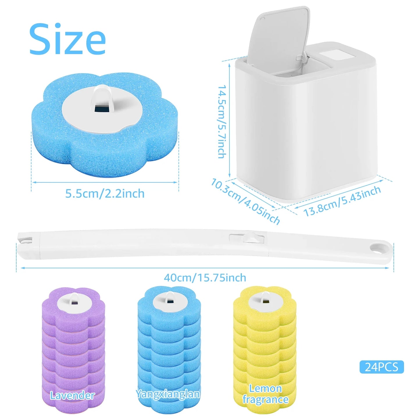 Disposable Toilet Brush Kit – Auto-Lid, Long Handle & 30 Heads