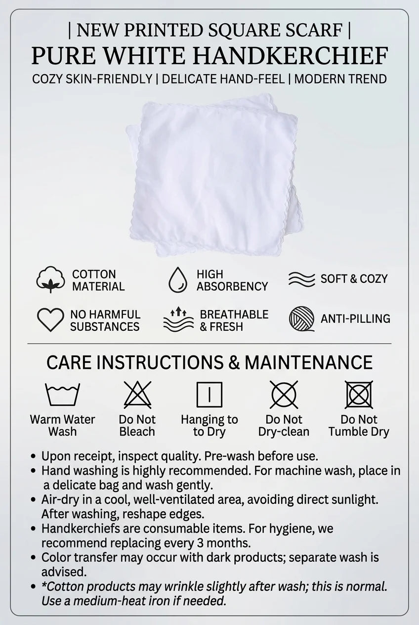 Custom Photo Handkerchief Personalized Cotton Hankie with Name Text Date 2 Sizes Gift for Mother Grandma Bride Groom Wife Peaceful Pleasures Health and Wellness