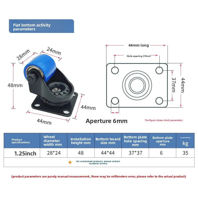 1.25" Silent Furniture Caster Wheels Set of 4 – Tables & Shelves