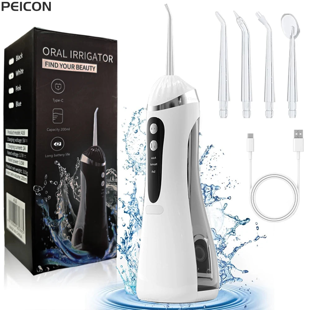 Oral Irrigator Dental Water Flosser for Teeth Portable Dental Water Irrigator Rechargeable Dental Water Jet for Teeth Cleaning Peaceful Pleasures Health and Wellness