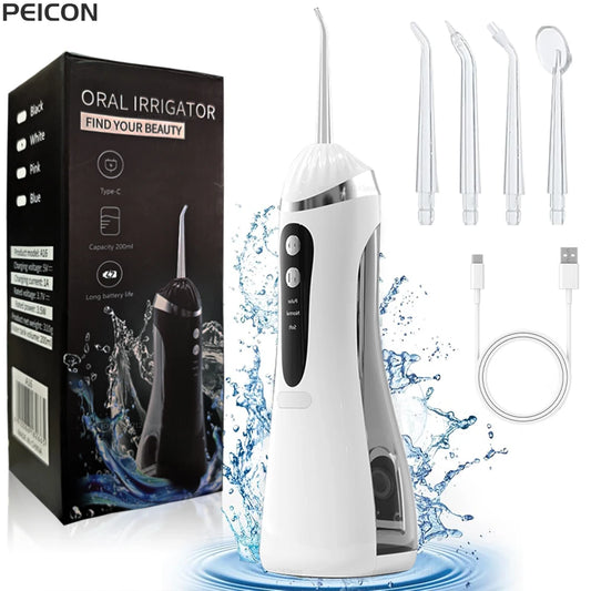 Oral Irrigator Dental Water Flosser for Teeth Portable Dental Water Irrigator Rechargeable Dental Water Jet for Teeth Cleaning Peaceful Pleasures Health and Wellness