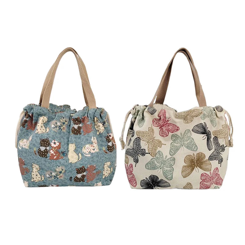 Fashion Printed Canvas Tote Bag – Large Capacity Lunch Handbag