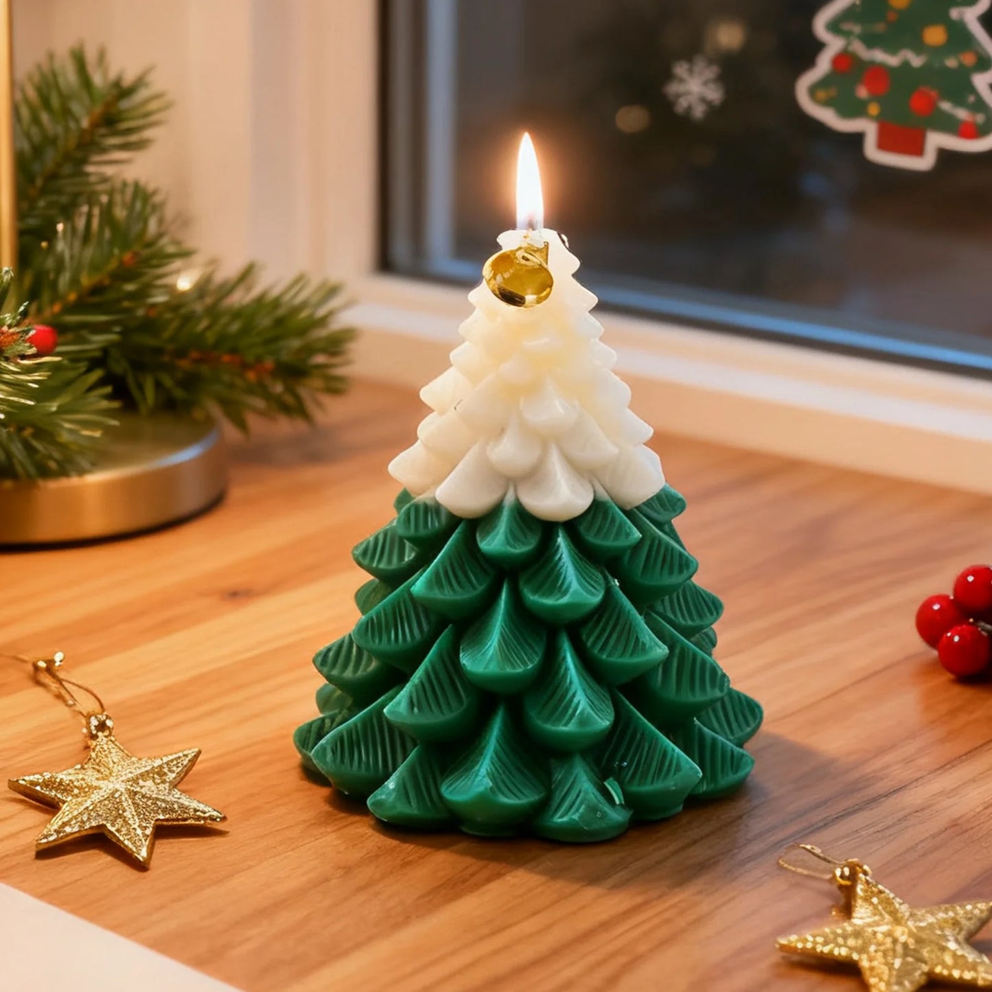 Christmas Tree Soy Wax Candle | Handmade Aromatherapy Holiday Gift Decorative Soy Candle Peaceful Pleasures Health and Wellness