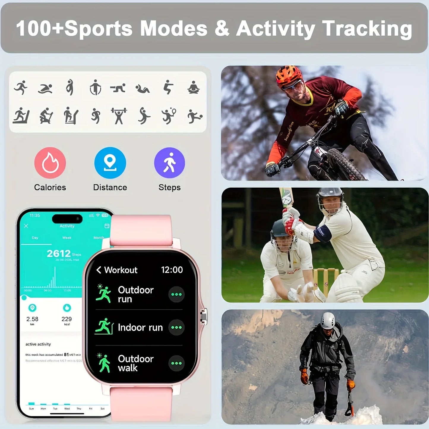 ERUN 1.83" Smartwatch – Bluetooth Calling, Fitness & Sleep Track