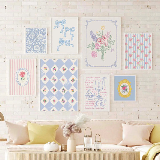 Vintage Floral Gallery Wall Canvas Poster Cottage Printable Wall Art Grandmillennial Floral Art Print Cute Coquette Wall Art Peaceful Pleasures Health and Wellness