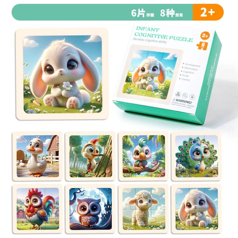 Bview Art Wooden Jigsaw Puzzles Kids Cartoon Animal Board Educational