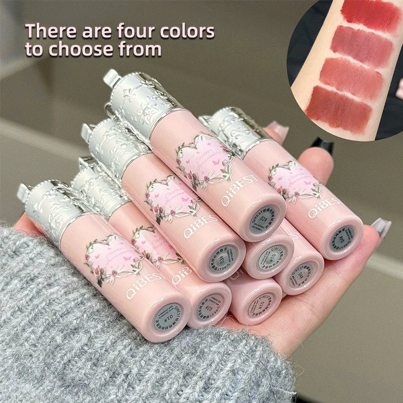 QIBEST 4 Colors Matte Nude Liquid Lipstick Long-lasting Makeup Sexy Red Lipgloss Tint Waterproof Lip Mud Stain Beauty Cosmetics Peaceful Pleasures Health and Wellness