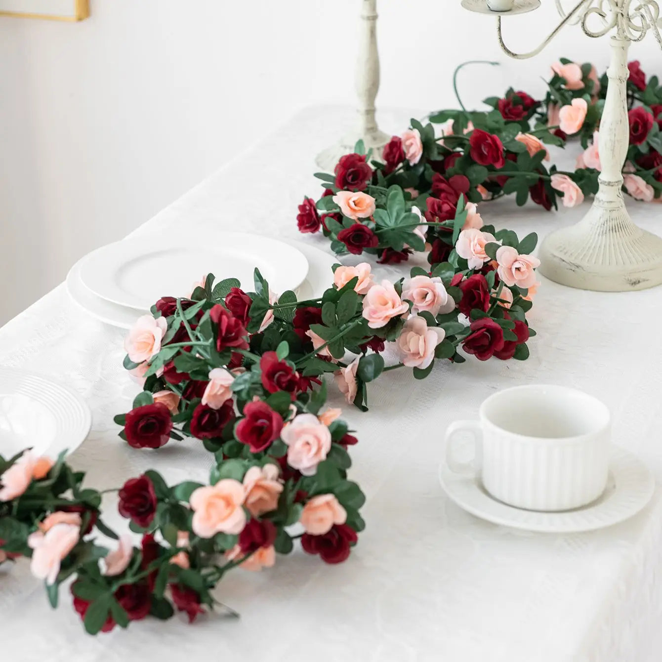 Artificial Silk Rose Vine Garland – Wedding & Home Decor