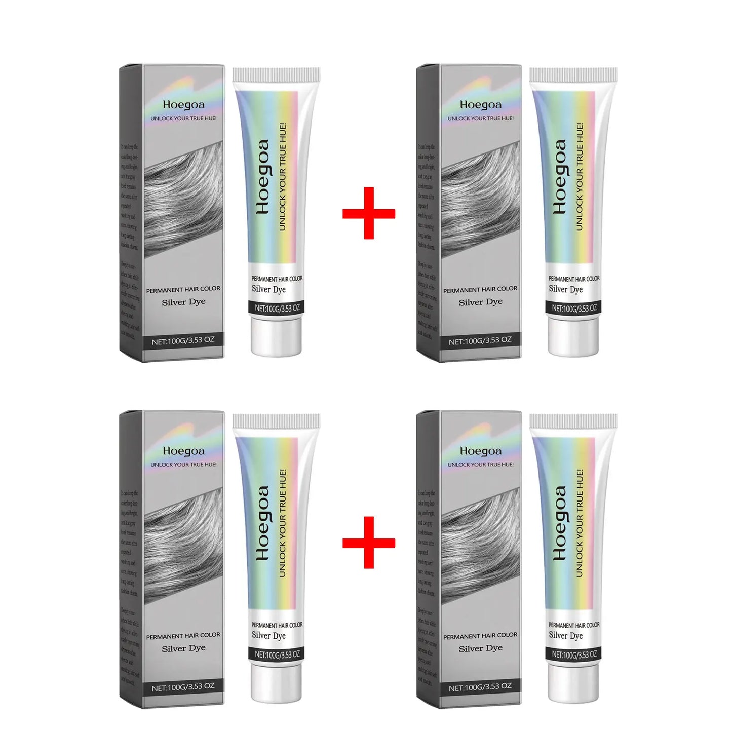 HOEGOA Silver Grey Permanent Hair Dye Color Wax Cream 100g