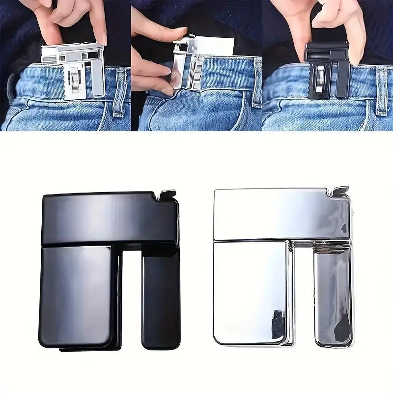 Foldable Multifunctional Belt Clip Buckle Adjustable Waist Belt Buckle for Pants Size Adjustment Mental Material Versatile Use Peaceful Pleasures Health and Wellness