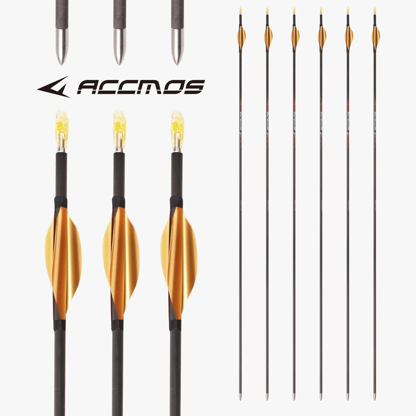 Golden Spin Feather Arrow Pure Carbon ID4 2 Spine 300-1800 Shaft