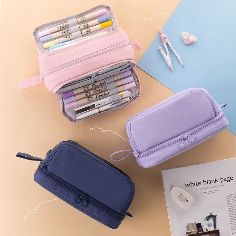 Large capacity stationery case, durable oxford cloth pencil case, portable organizer for school, office and university supplies Peaceful Pleasures Health and Wellness