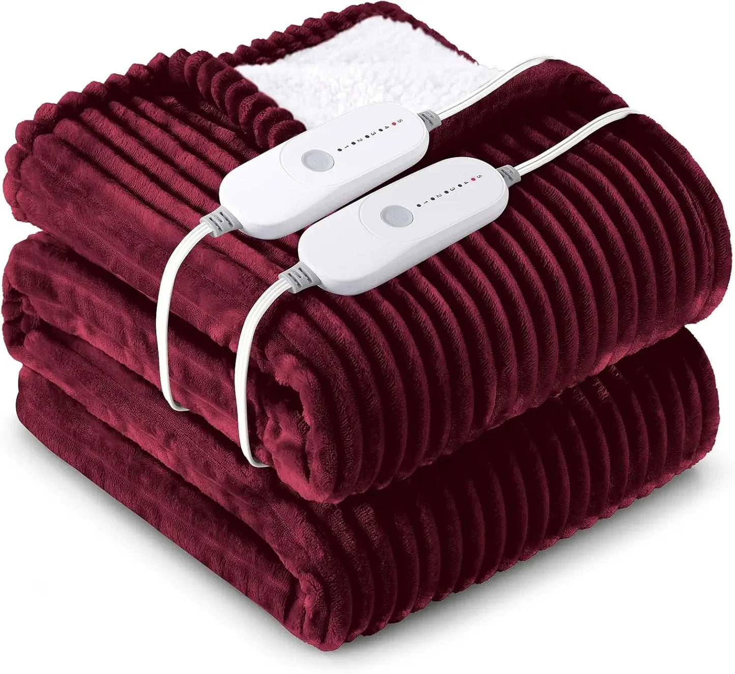 Queen Size Electric Heated Blanket with 5 Heat Settings, Auto Shut-Off & Machine Washable – Red Electric Blankets Peaceful Pleasures Health and Wellness United States
