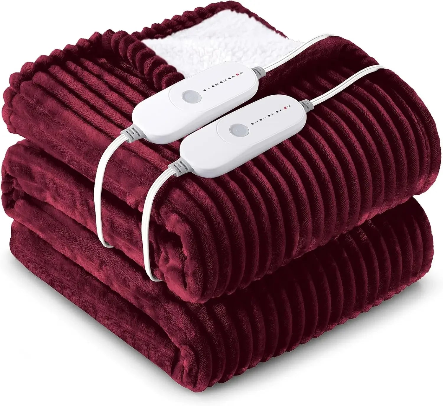 Queen Size Electric Heated Blanket with 5 Heat Settings, Auto Shut-Off & Machine Washable – Red Electric Blankets Peaceful Pleasures Health and Wellness United States