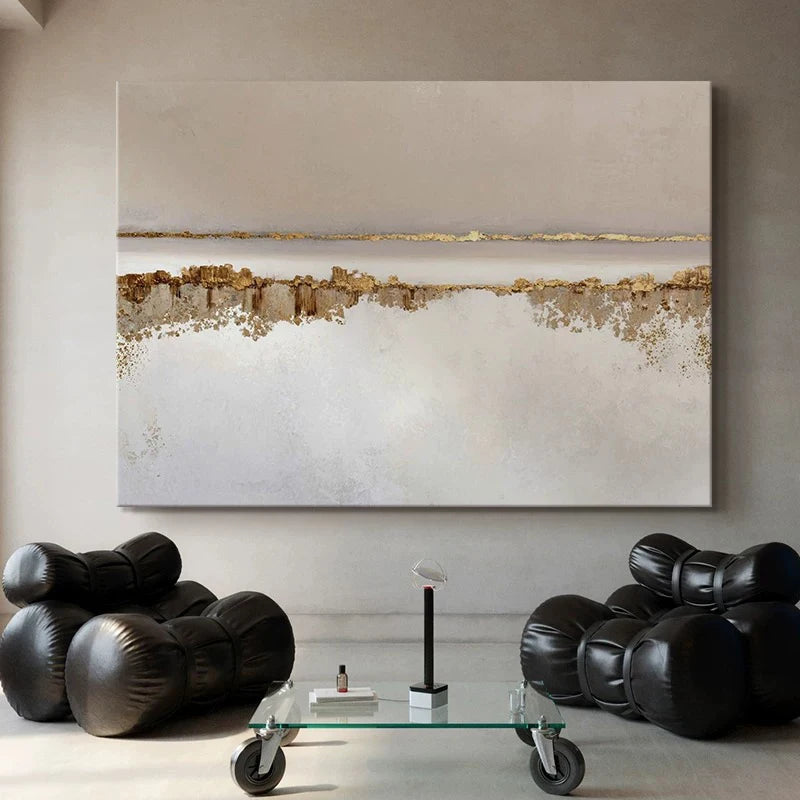Custom Picture 100% Hand Painted Abstract Oil Painting On Canvas Gold Foil Art Poster Wall Decor Mural For Living Room Bedroom Peaceful Pleasures Health and Wellness