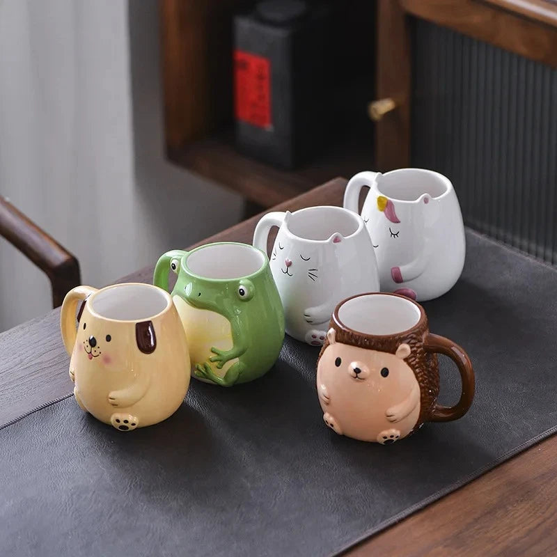 3D Ceramic Frog Mug Cute Hand Painted Animal Coffee Cups Creative Cartoon Drinkware for Home Office Fashion Retro Friend Family Peaceful Pleasures Health and Wellness