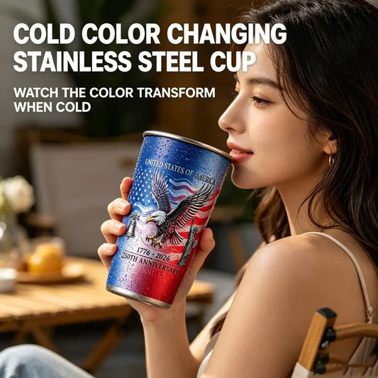 USA 250th Anniversary Cold color change Mug - Eagle Flag Print Coffee Cup Independence Day Special Edition Drinkware Peaceful Pleasures Health and Wellness