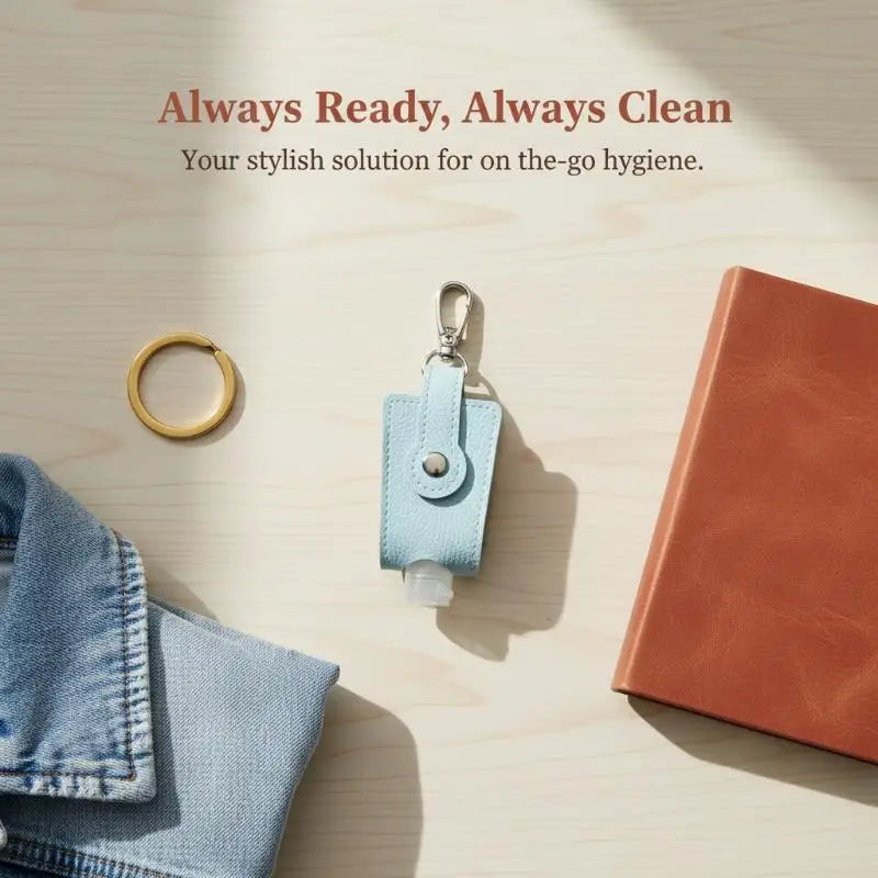 PU Leather Hand Sanitizer Holder & Refillable Bottle + Carabiner