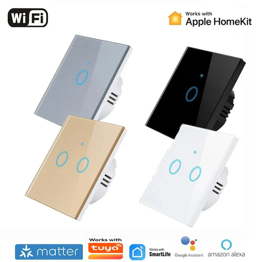 Matter Smart Wifi Wall Touch Switch No Neutral Wire Required Wireless Remote Control EU Switch For HomeKit Alexa Google Assistan Peaceful Pleasures Health and Wellness