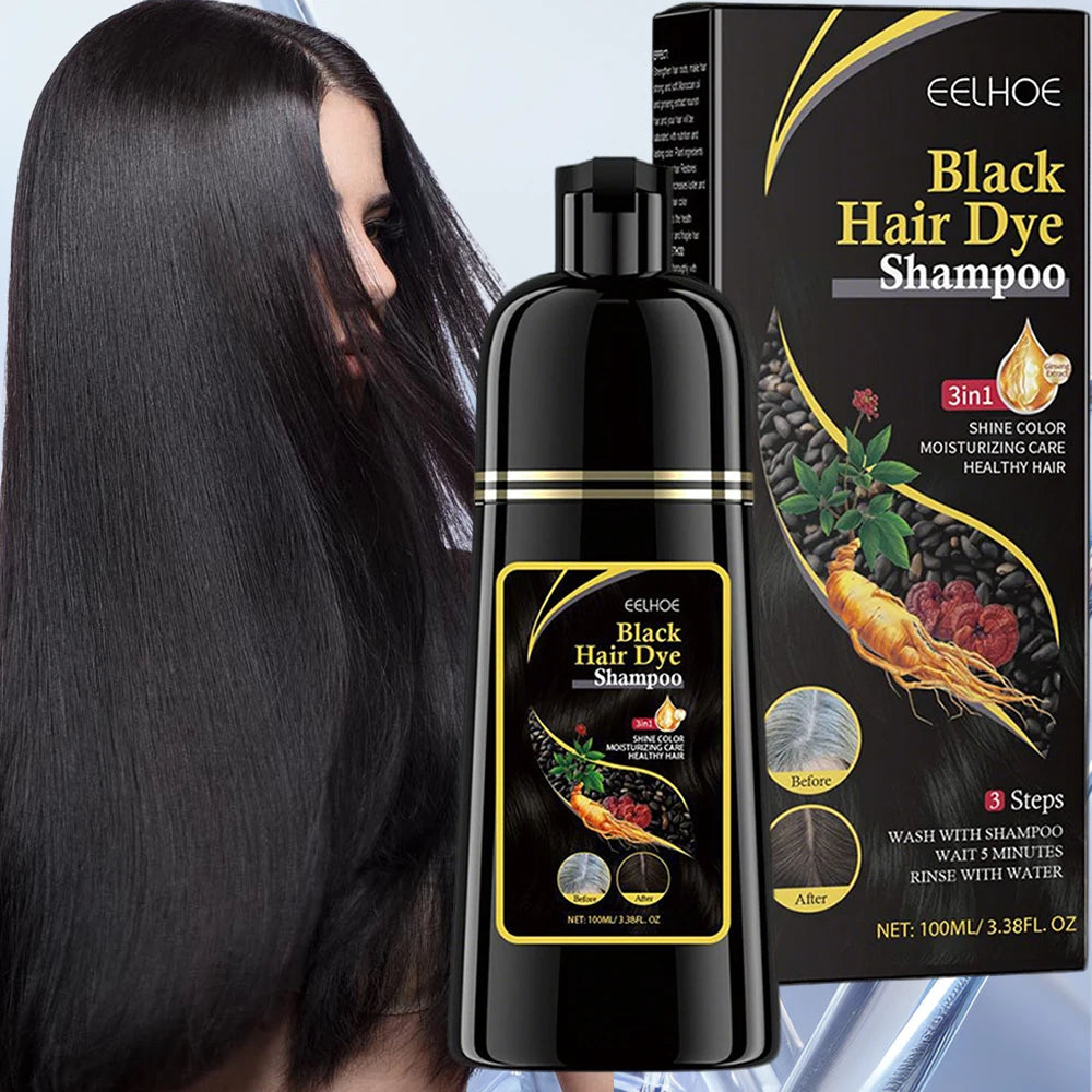 3 In 1 Instant Coloring Shampo Change Hair Color Gray Hair to Black Natural Black Color for Men Women Hair Dye Deep Nourishing Peaceful Pleasures Health and Wellness