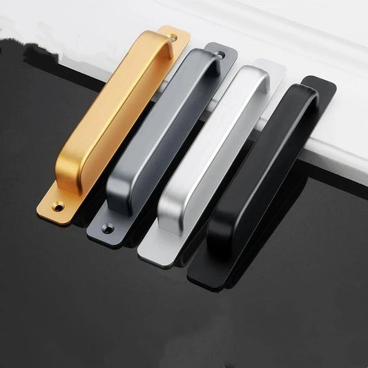 Aluminum Alloy Drill-free Handle Glass Sliding Door Window Drawer Wardrobe Push-pull Bathroom Sticker Door Handles Peaceful Pleasures Health and Wellness